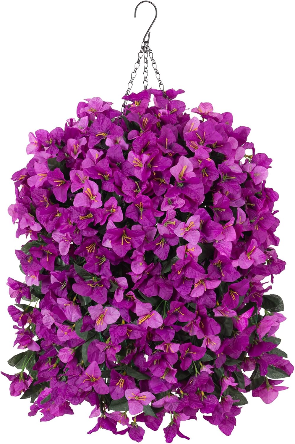 Artificial Fake Hanging Flowers with Basket for Outdoors Decoration, 3PCS Faux Flowers for Outdoor Planters UV Resistant No Fade Silk Bougainvillea for Home Porch Patio Garden Balcony Yard Decor