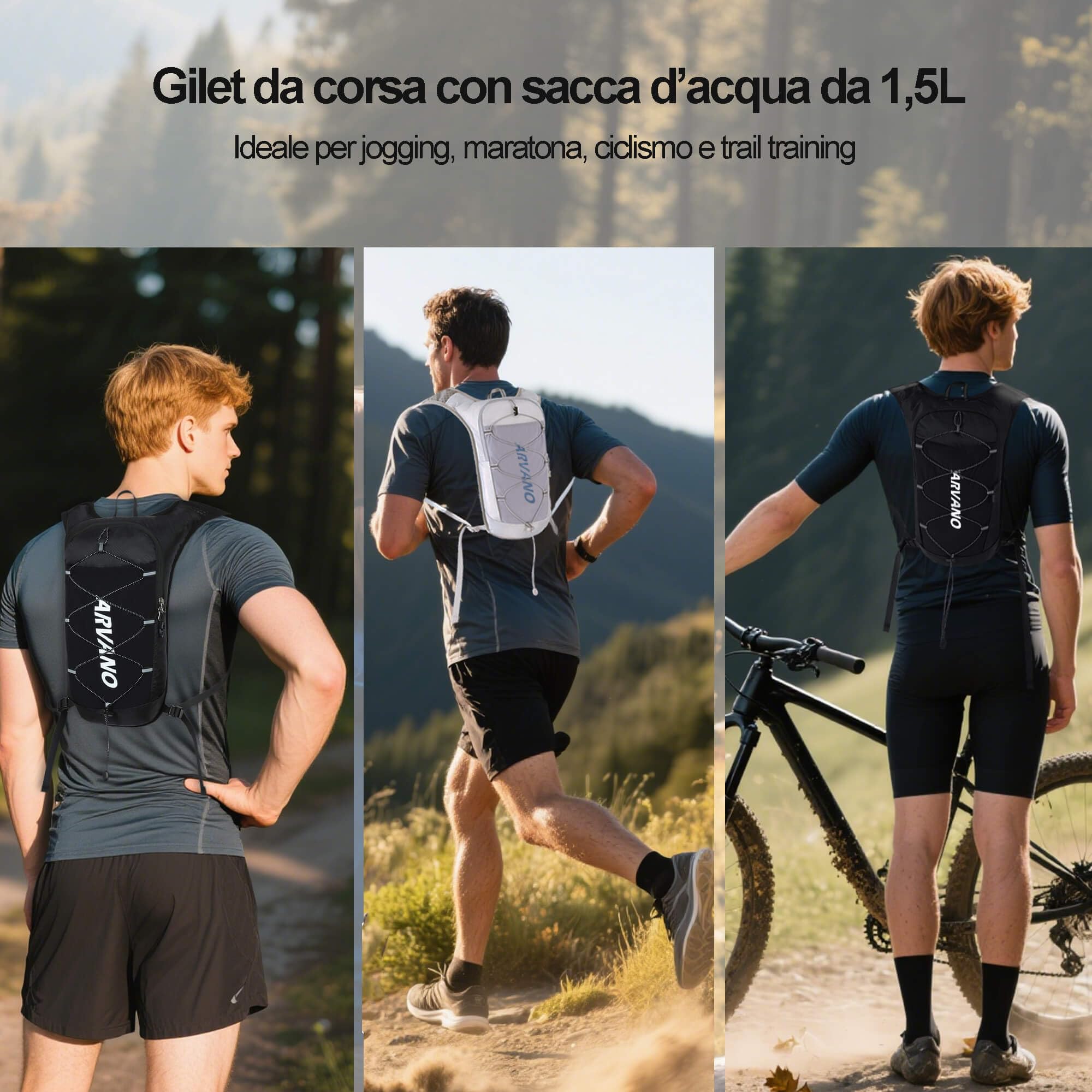 Gilet Zaino da Corsa con Idratazione, Sacca Idrica 1.5L, 5L Leggero e Traspirante per Trail Running e Ciclismo - Uomo e Donna