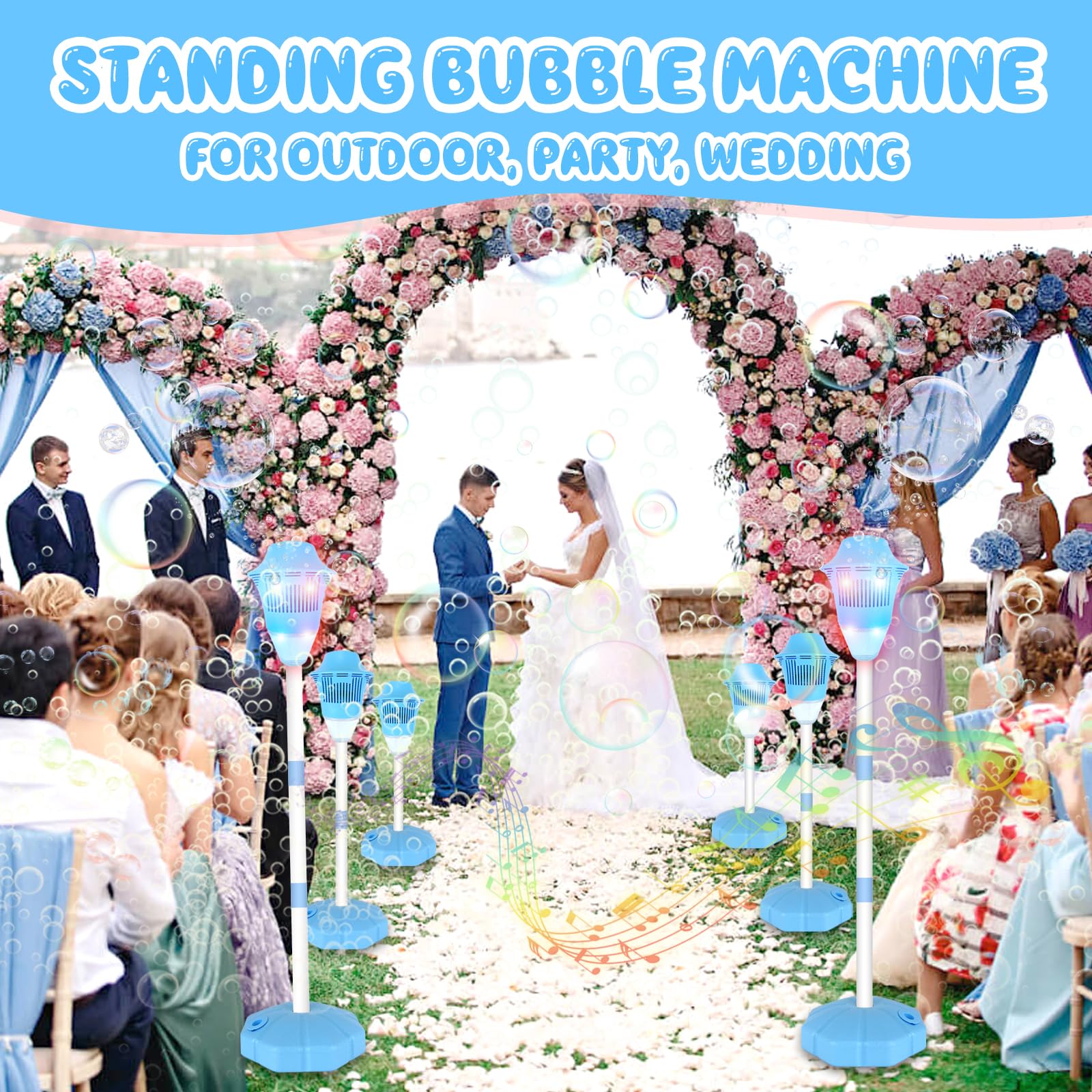 Lampe De La Machine À Bulles D'Air, Machine À Bulles Rechargeable Avec Lumières Et Musique Lampe À Bulles De Jardin De 47 Pouces À Hauteur Réglable Machines À Bulles Pour Le Mariage