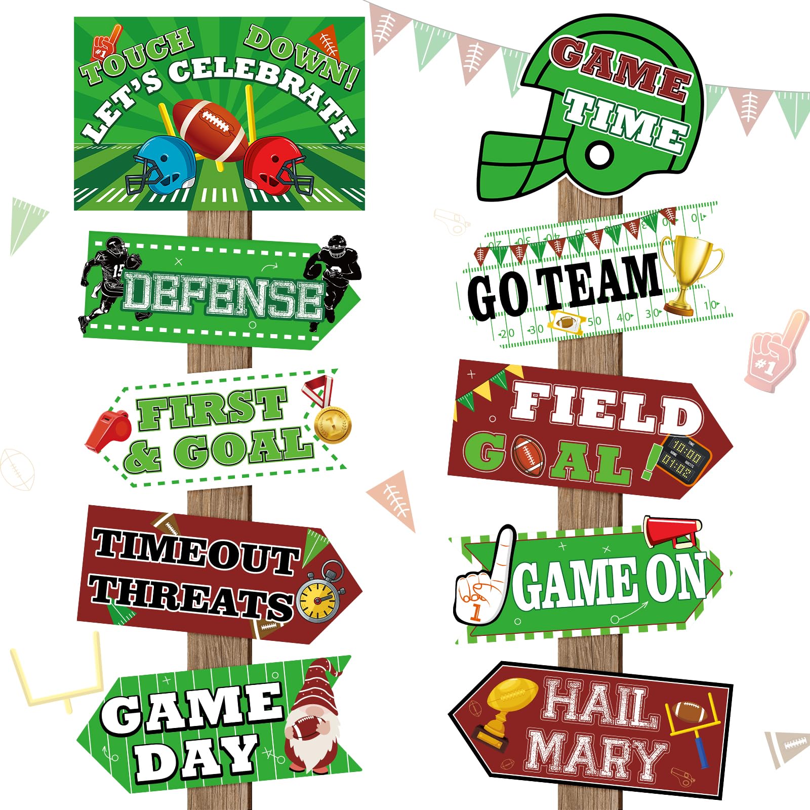 Hooqict 20 Pieces Football Party Sign Football Tailgate Decorations Football Team Party Sign Favors for Football Concession Stand Party Supplies Game Day Bar Decor