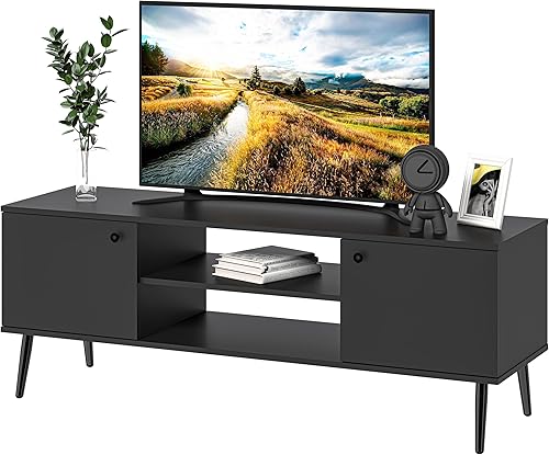 Miniatura 1 de furtble Soporte de TV con almacenamiento, consola multimedia de madera para TV de 5560 pulgadas, gabinete de almacenamiento de TV moderno, centro de