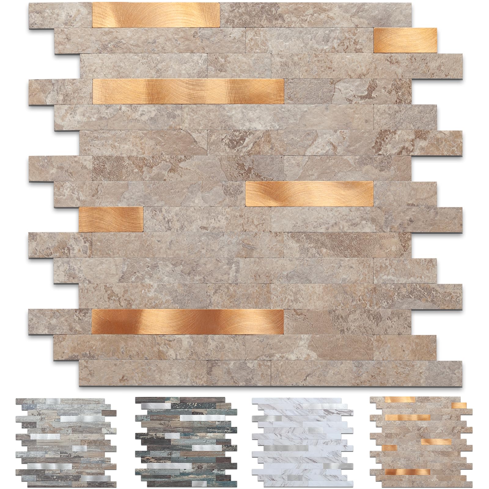 Midcard Azulejos adhesivos para salpicaduras de 10 hojas, para cocina, baño, lavandería, caravana, chimenea.