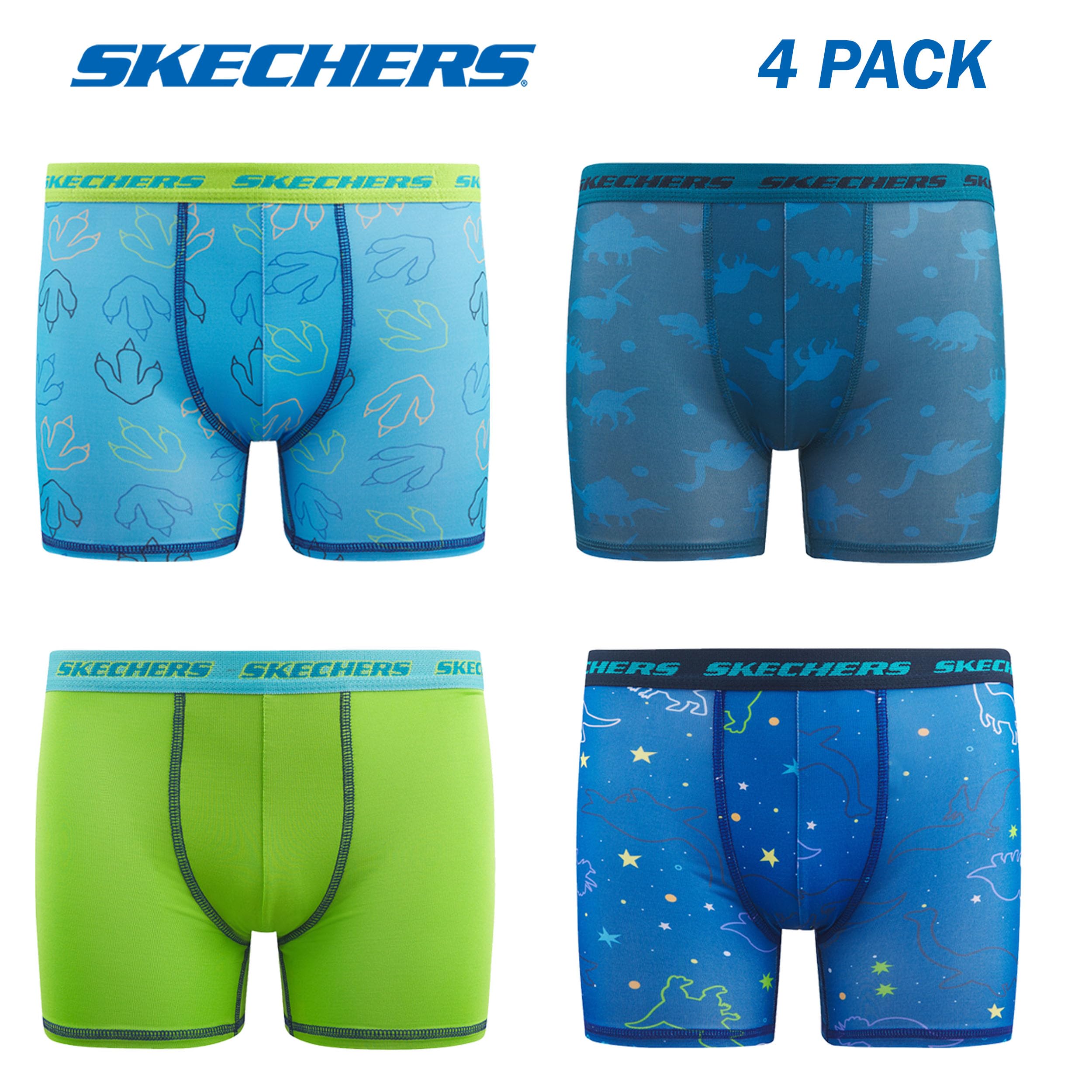 Skechers Paquete de 4 calzoncillos tipo bóxer para niños, duraderos, elásticos, transpirables, absorben la humedad