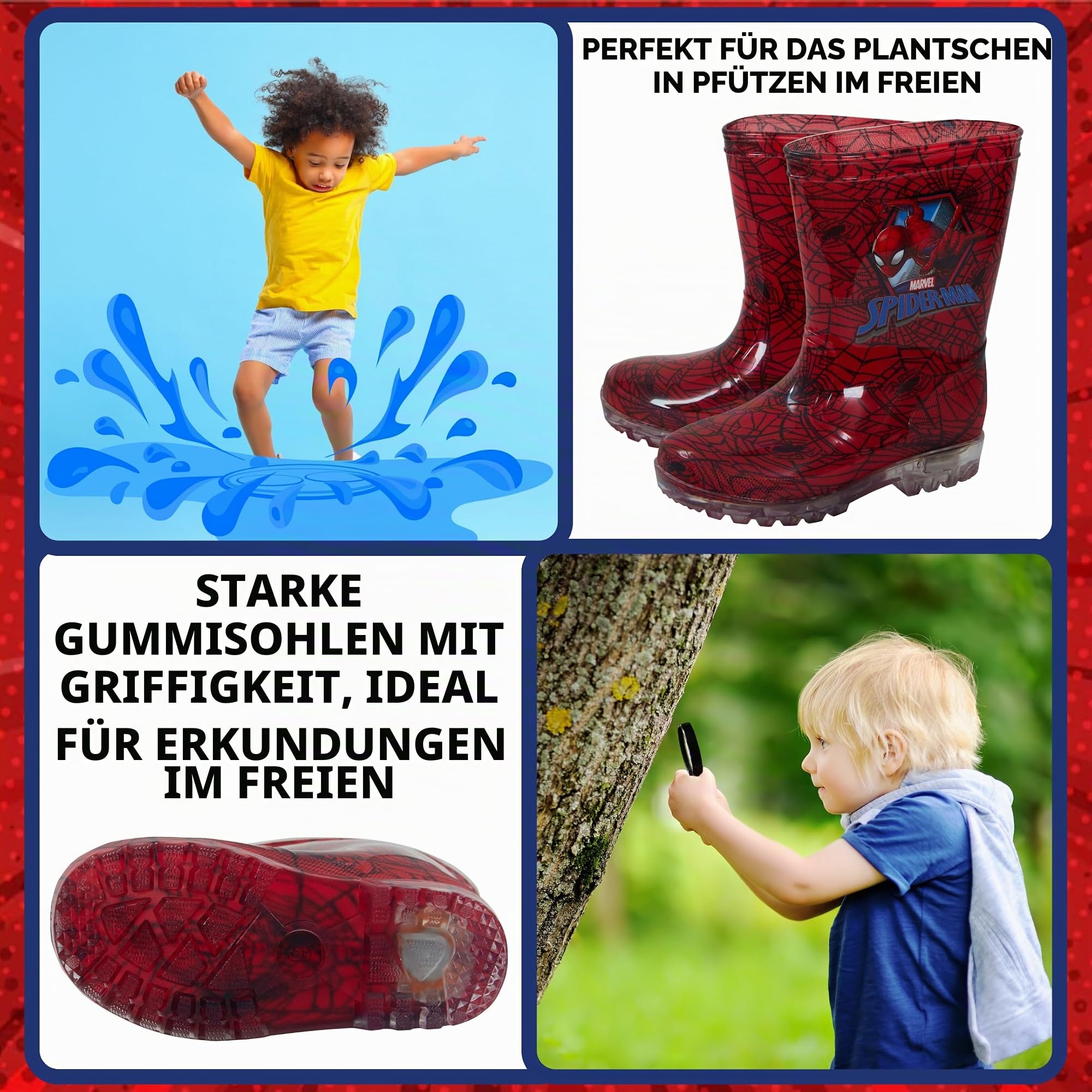 Marvel Spiderman Leuchtende Gummistiefel / Schneestiefel für Kinder