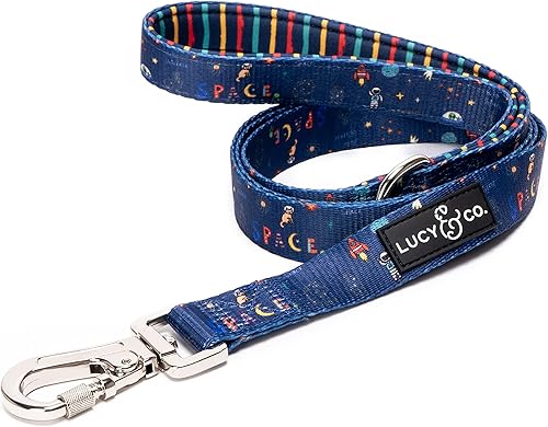 Lucy & Co. Correa de diseño para perro de 5 pies, ideal para cachorros grandes, pequeños o medianos, diseño de garabatos espaciales, grande