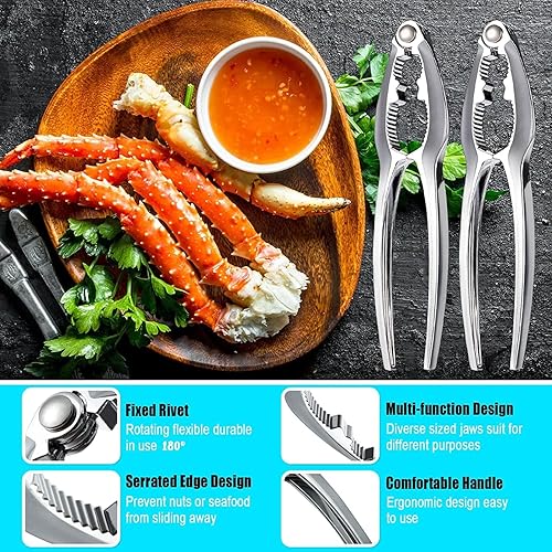 Miniatura 6 de Juego de 12 piezas de galletas y herramientas de cangrejo resistentes, juego de herramientas de mariscos de patas de cangrejo, galletas de langosta