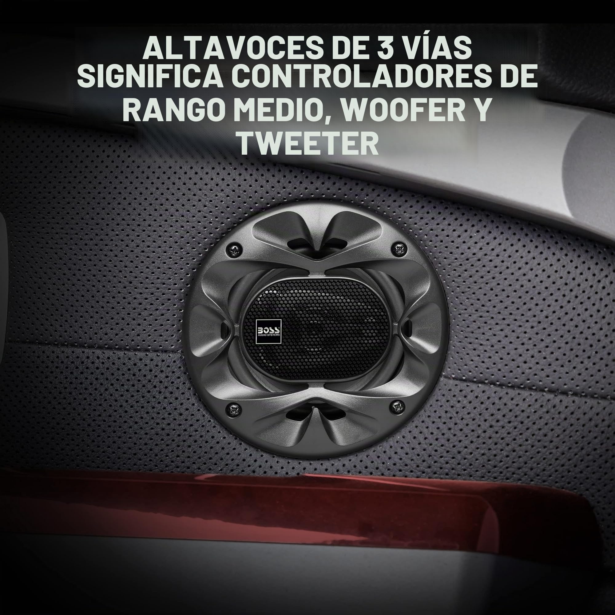 BOSS Audio Systems 2 CH4230B Altavoces coaxiales Negros de 10 cm y 4" y 3 vías 112,5 vatios rms y 225 vatios MAX impedancia 4 Ohm Puertas de Coche, suspensión de Goma, un par