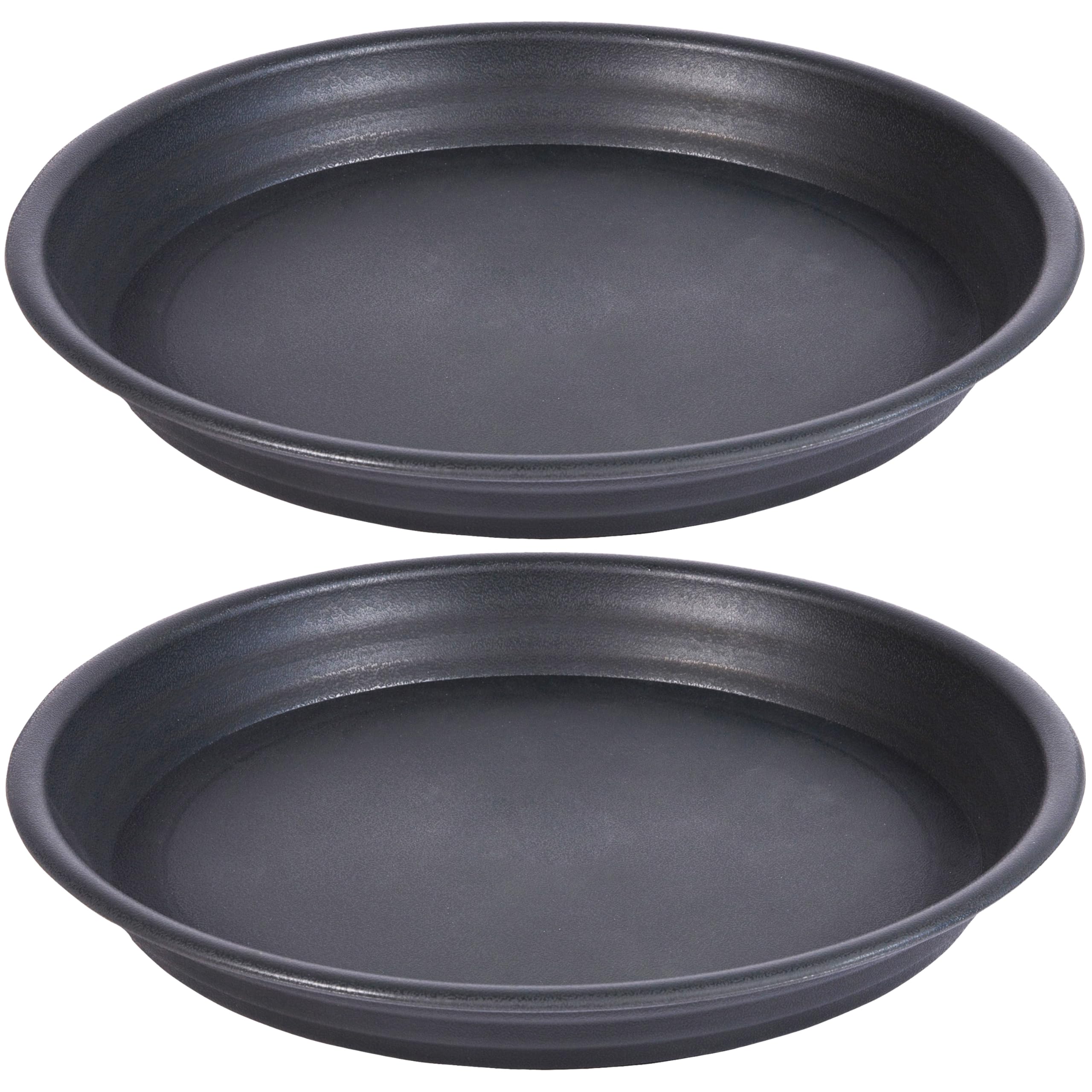 2 Pack of 18 19 inch Plant Saucer, Large Deep Plastic Flower Planter Saucers and Drip Trays for Indoors Outdoors, Heavy Durable Plant Plate Water Catcher, Tray for Planter 15-19" (18", Dark Gray)