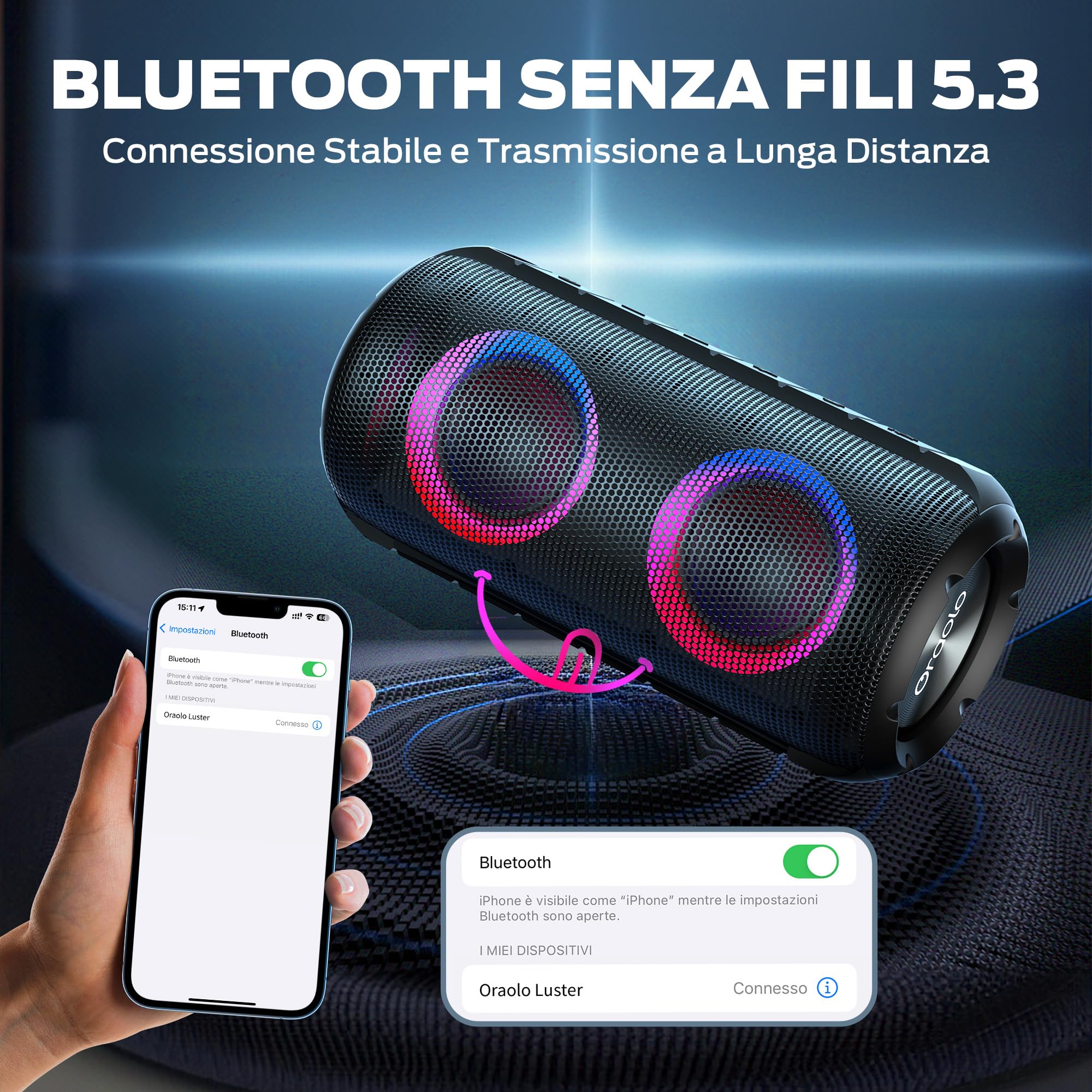 Haut-Parleur Bluetooth Portable RGB 20W Enceinte Bluetooth Intérieur