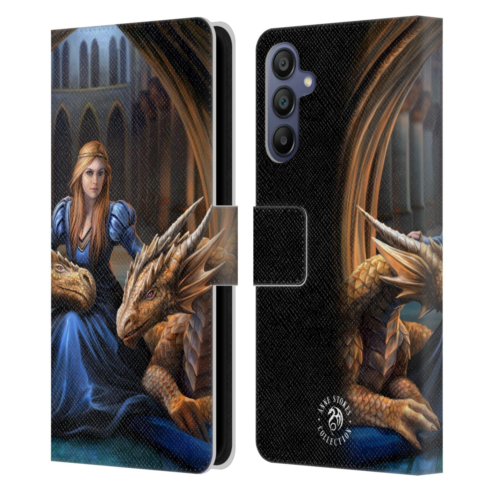 Funda Samsung Galaxy A15 de cuero tipo libro Anne Stokes Dragones 7