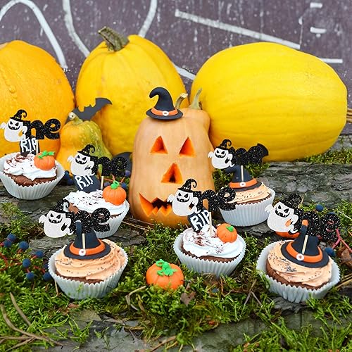 Miniatura 5 de 24 piezas de decoración de magdalenas Ghost One con purpurina para Halloween, fantasma, para magdalenas, decoración de magdalenas, fantasma, uno,