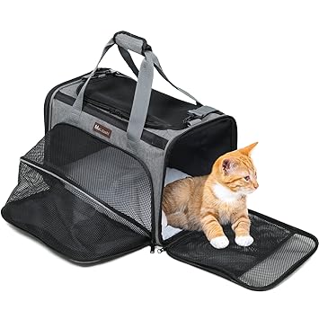MeLidashi Cat Carrier - Airline Approved Soft-Sided Mesh Pet Carrier Bags, Hard Kitten & Small Dog Carrier for Travel, Hiking, Camping (Medium)