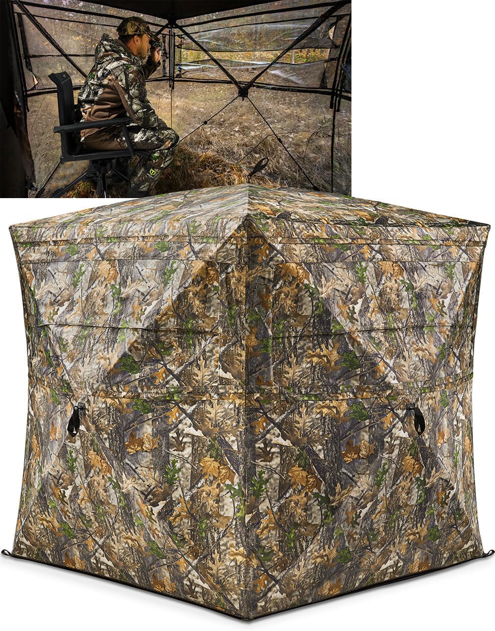 TIDEWE Hunting Blind 270°See Through with Carrying Bag for Turkey Hunting, Pop Up Ground Blinds, Portable Resilient Hunting Tent