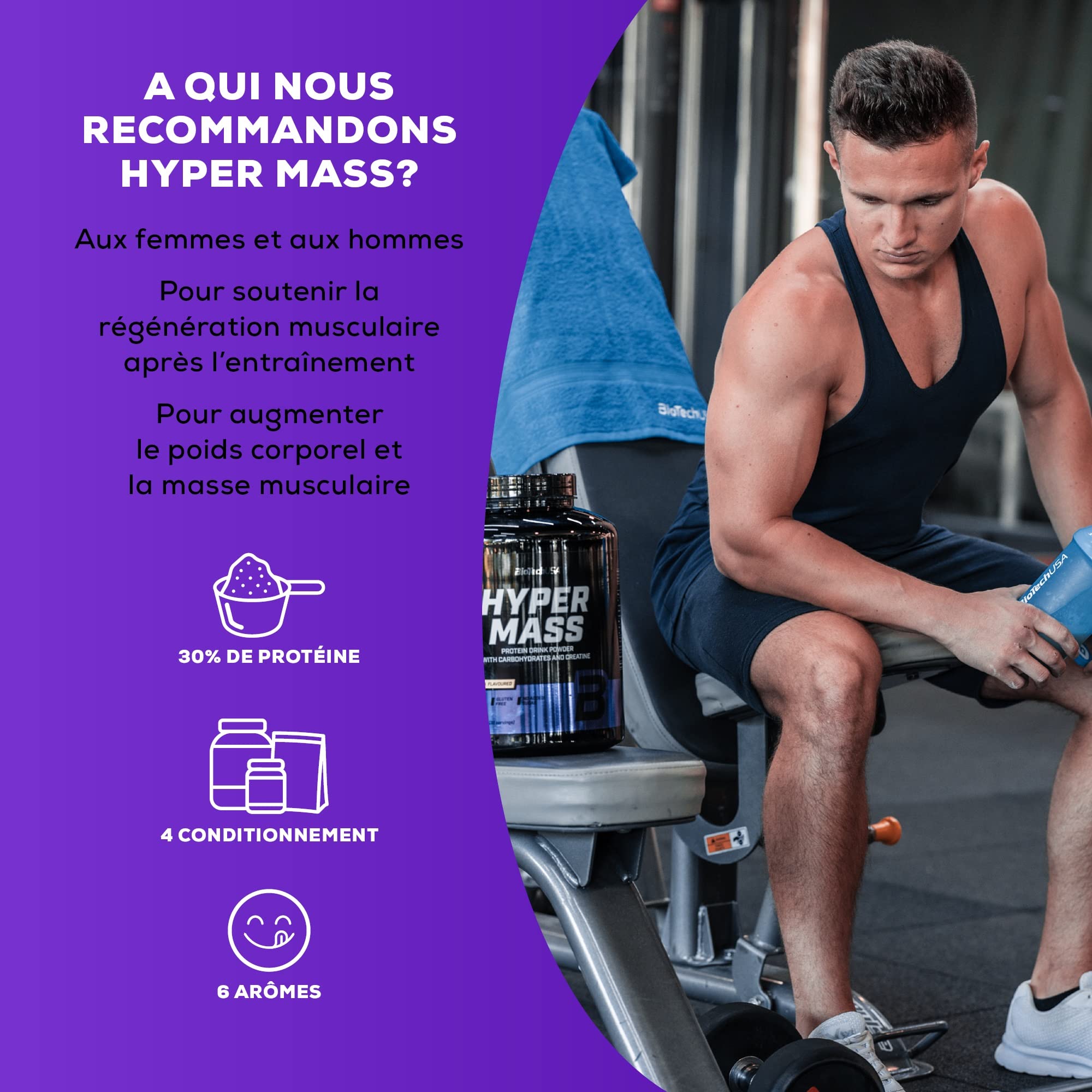 BioTechUSA Hyper Mass | Prise de masse avec mélange de glucides et de protéines | Créatine micronisée | Sans gluten, 1 kg, Chocolat
