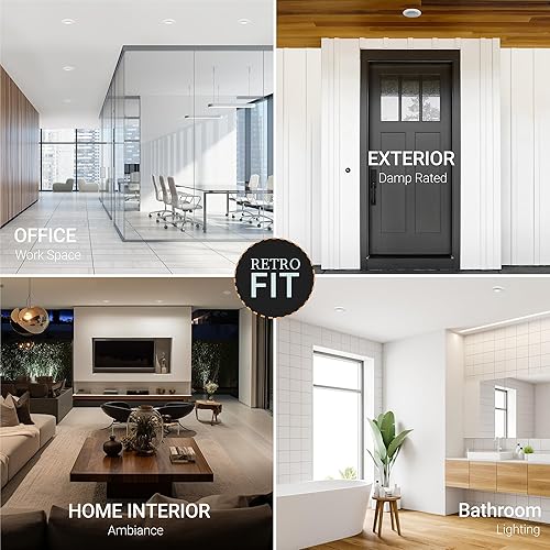 Miniatura 5 de NUWATT Paquete de 6 luces LED empotrables MR16 de 4 pulgadas, 5CCT seleccionables 2700K/3000K/3500K/4000K/5000K, 10W 600LM, luz LED regulable de