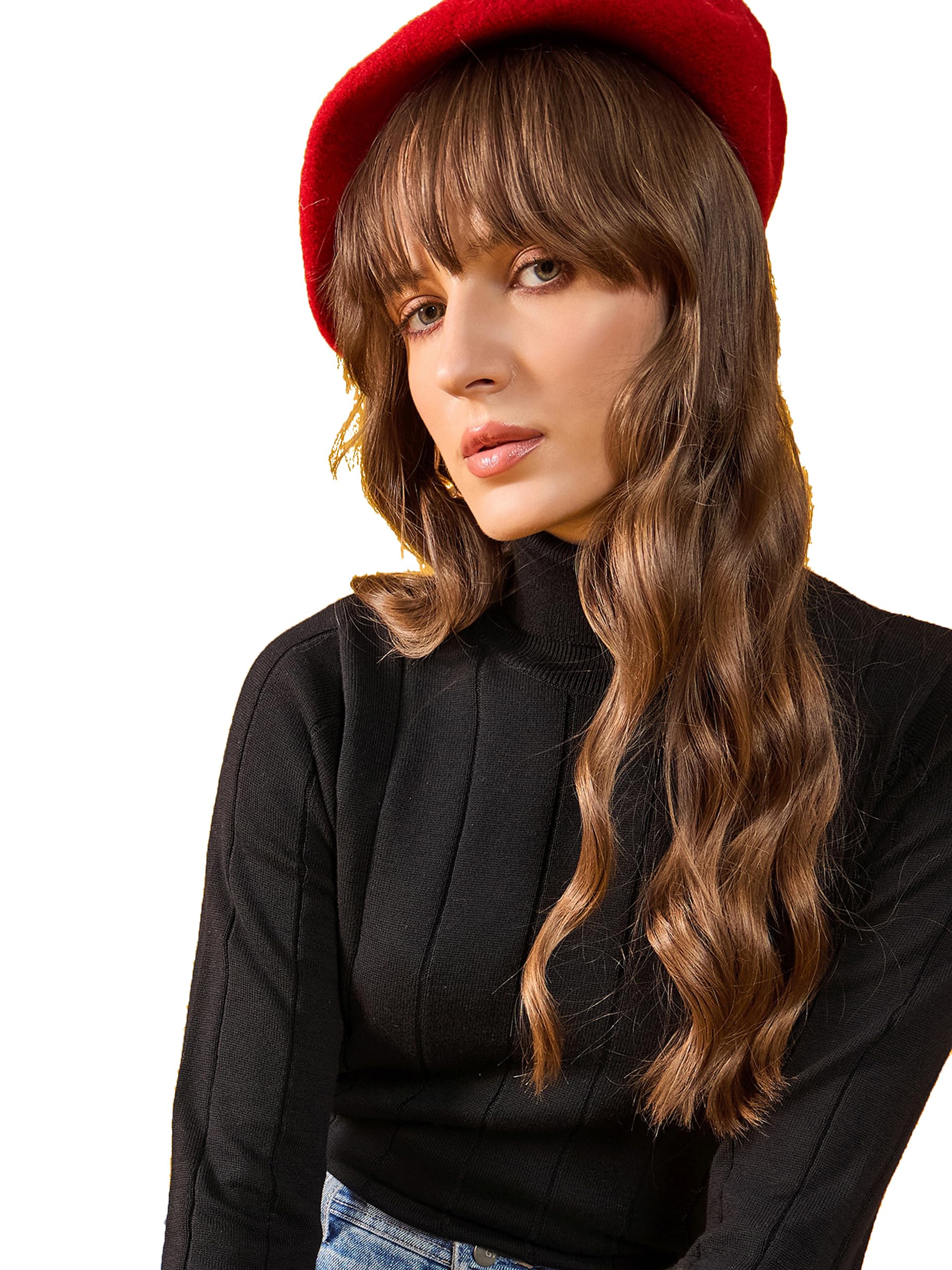 98 north 98 Degree North Women Cotton Self Design High Neck Pullover Has A Full Sleeves and Straight Hem-RG11101-BLACK-picture-8