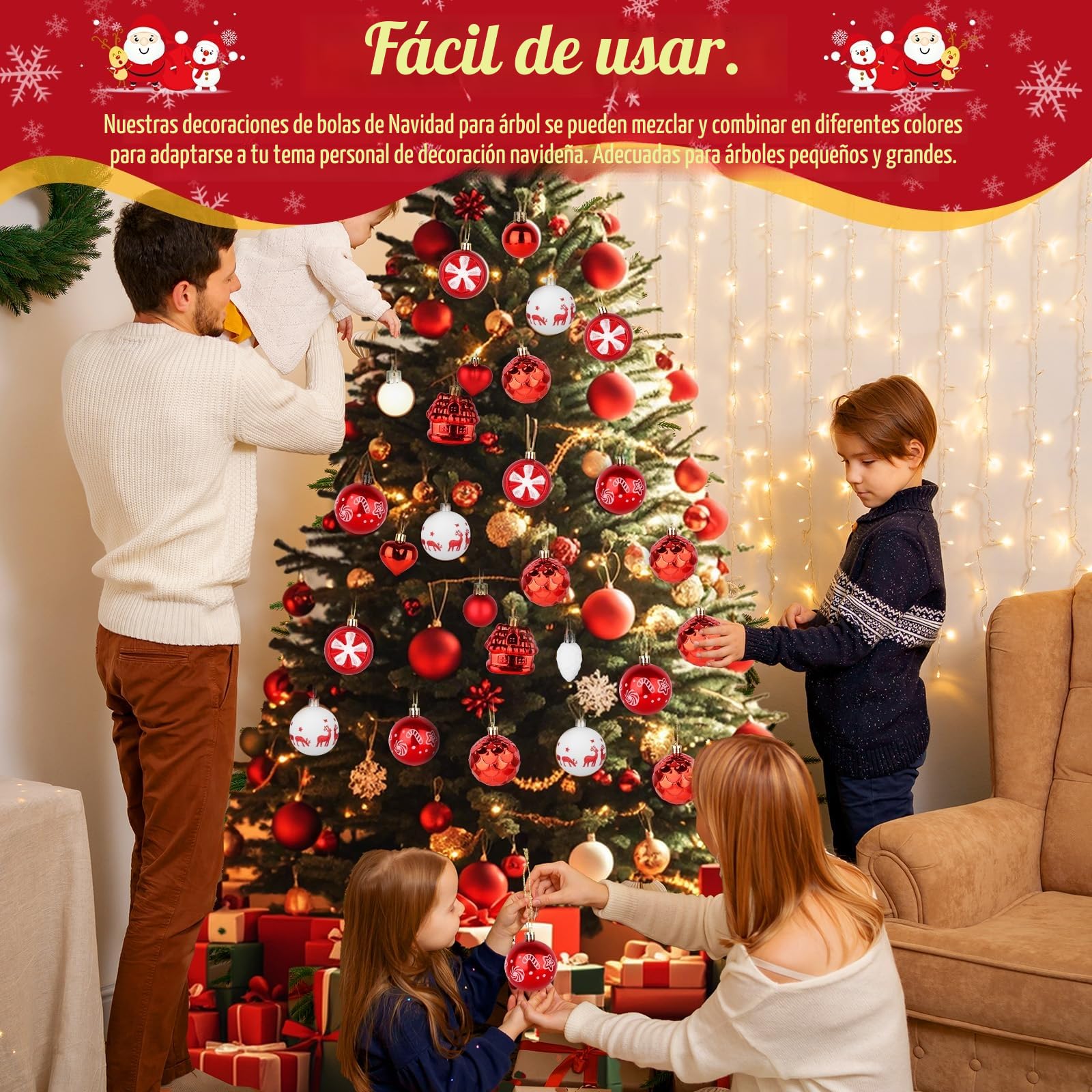 40 Piezas Bolas Arbol de Navidad, 6~4cm Bolas de Navidad Rojo y Dorado, Juego de Bolas de Navidad, Decoracion Navidad, Adornos Arbol Navidad para Adornos Navidad