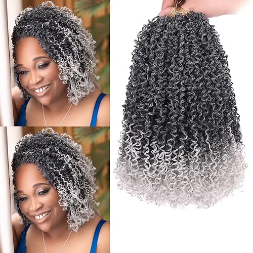 COOKOO 2 paquetes de cabello bohemio de ganchillo Yanky Twist de 8 pulgadas, 30 soportespaquetes de cabello trenzado de ganchillo negro natural con