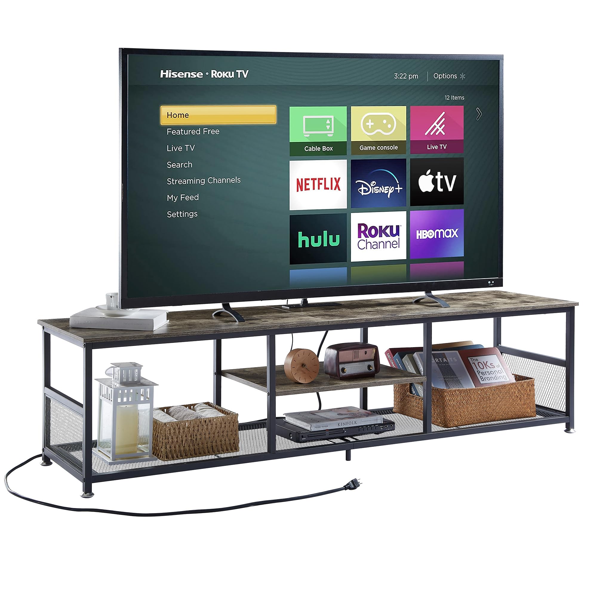 Amazon.com: VECELO TV Stand with Power Outlets for Televisions up to ...
