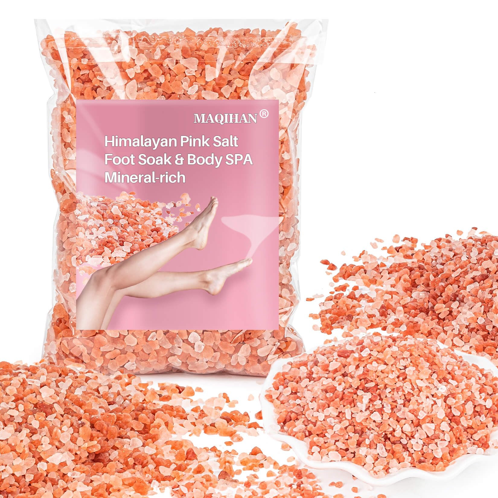 MAQIHAN Pink Salt - 10 Oz Pink Himalayan Bath Salt Foot Soak Foot Spa Body Care For All Skin Types Mineral Soak Bath Himalayan Bathing Salts For