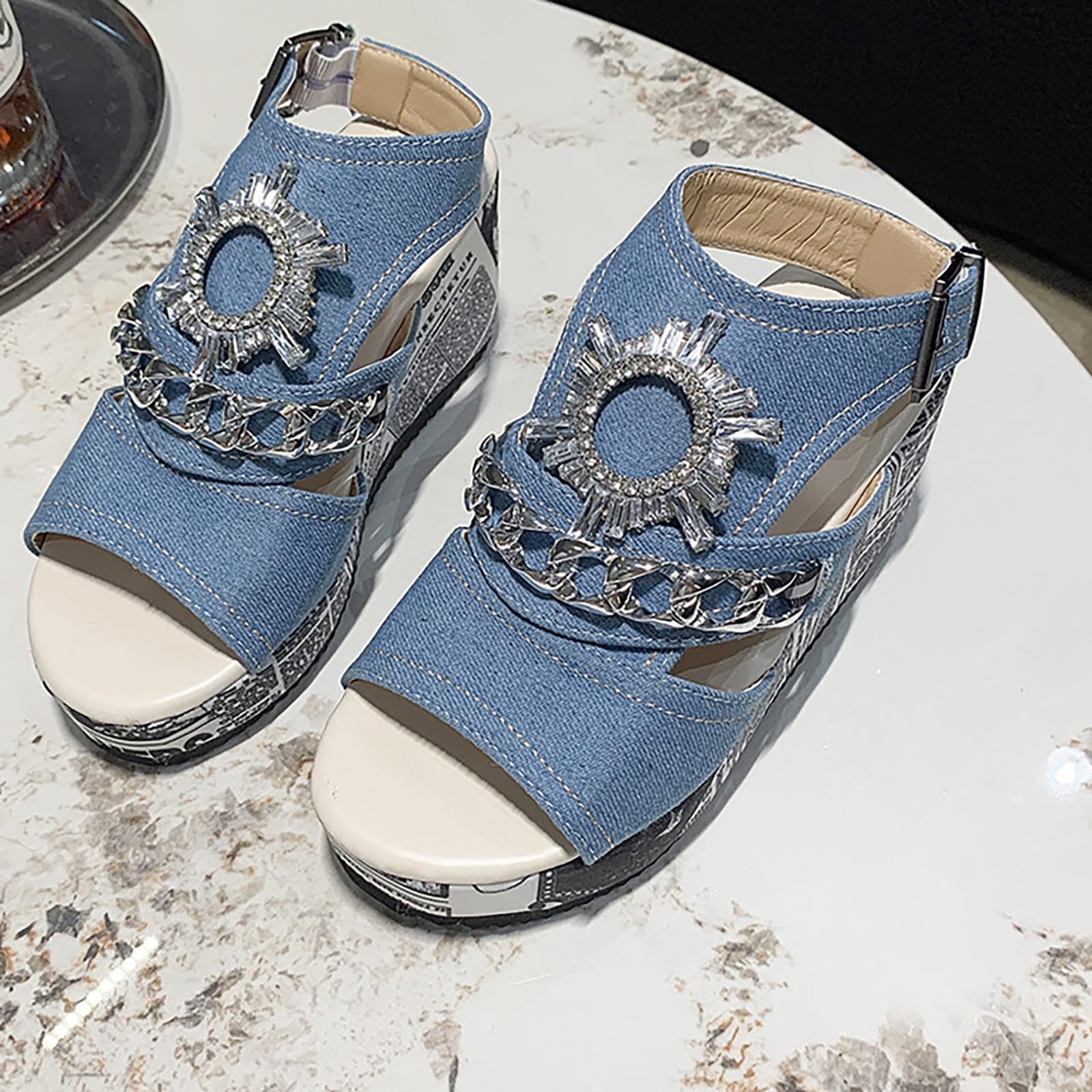 Generico Sandales CompenséEs Femme Confortables LéGèRes AntidéRapantes Semelle Souple Respirantes Chaussures Femme éTé Mode Mules Support Coupe Large Ville Plage