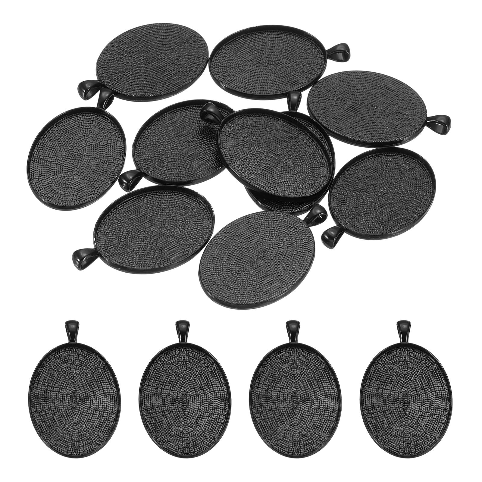 PATIKIL 10Pcs Pendant Trays for Jewelry Making, 30 x 40mm Blank Pendants Zinc Alloy Oval Bezel Settings Flat Base for Necklace Bracelet Photo Charm Art Making Supplies, Black Tone
