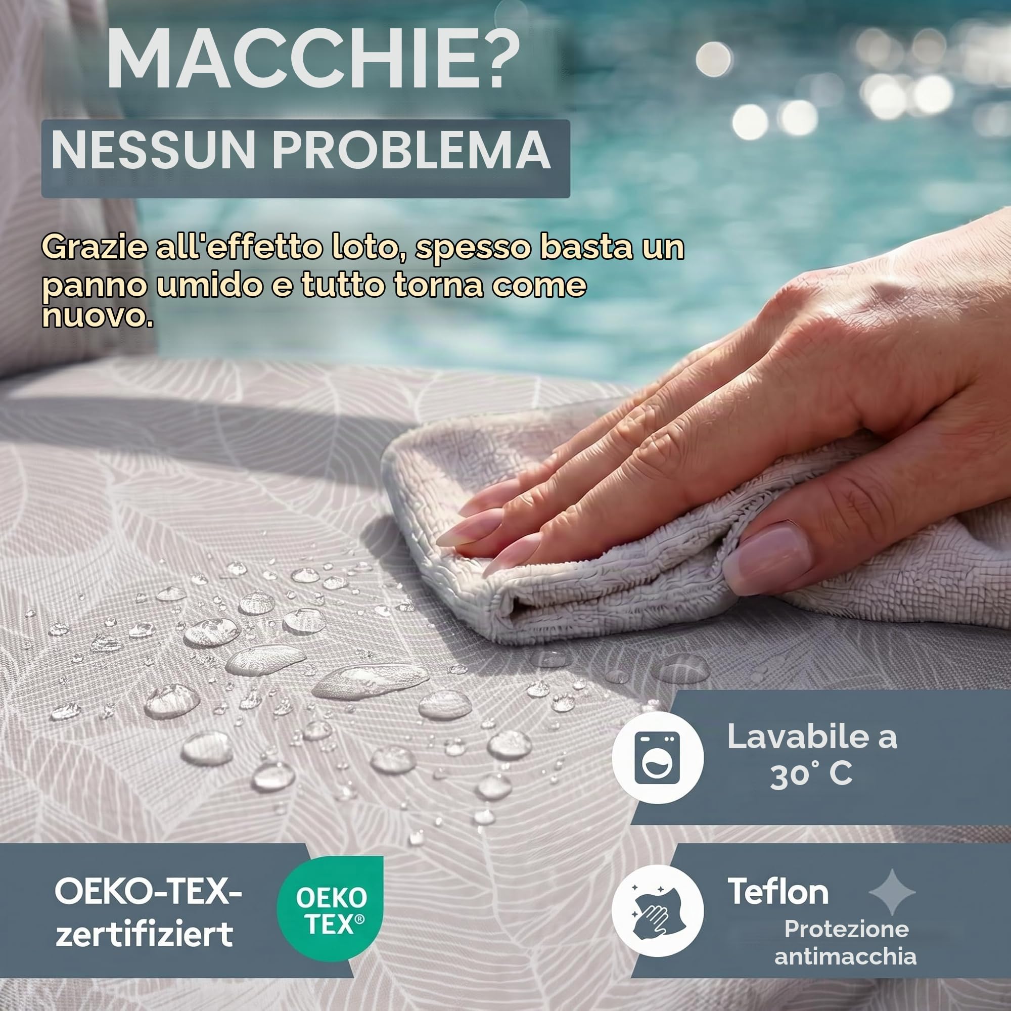 LILENO HOME Set di 2 cuscini per sedia da giardino con schienale alto, in foglie grigie, comodi cuscini per sedie da giardino e sedie pieghevoli