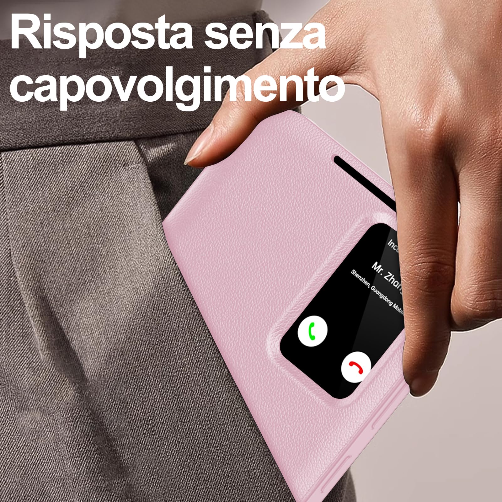 Funda para Samsung Galaxy A57 inteligente de piel [Smart View] Funda Galaxy A57 5G Clear View Flip piel de libro cartera Flip Flip billetera Flip, tarjeta Ranura, Wallet Fundas S View,Rose:Samsung A57