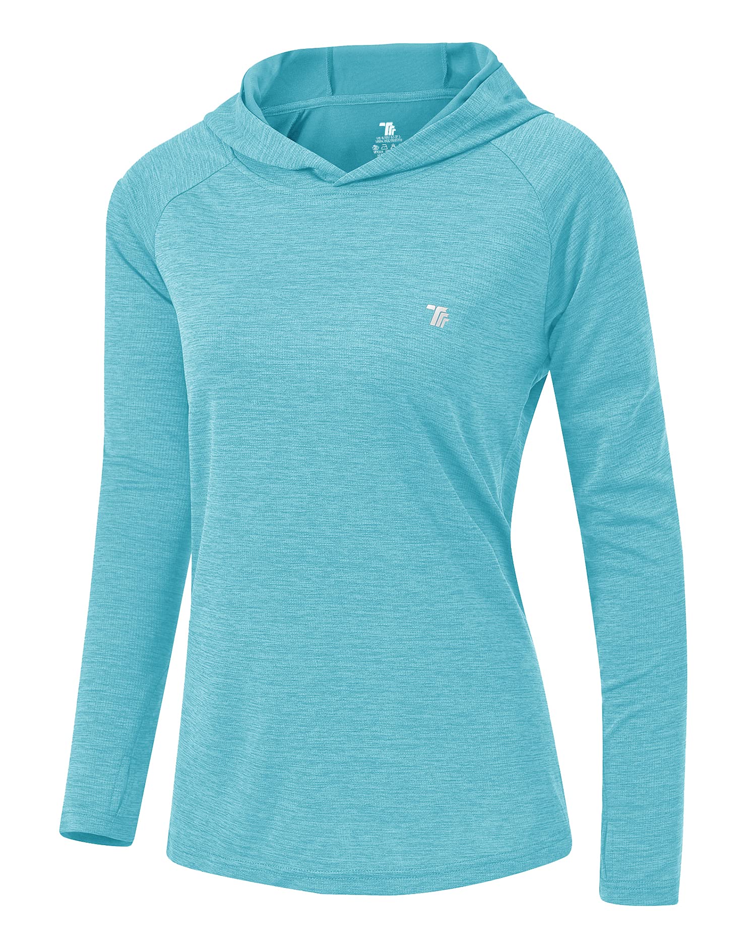 YSENTO Damen Laufshirt Langarm Sportshirt UPF 50+ Schnelltrocknend UV Schutz Hoodie Pullover Wandershirt mit Daumenlöcher