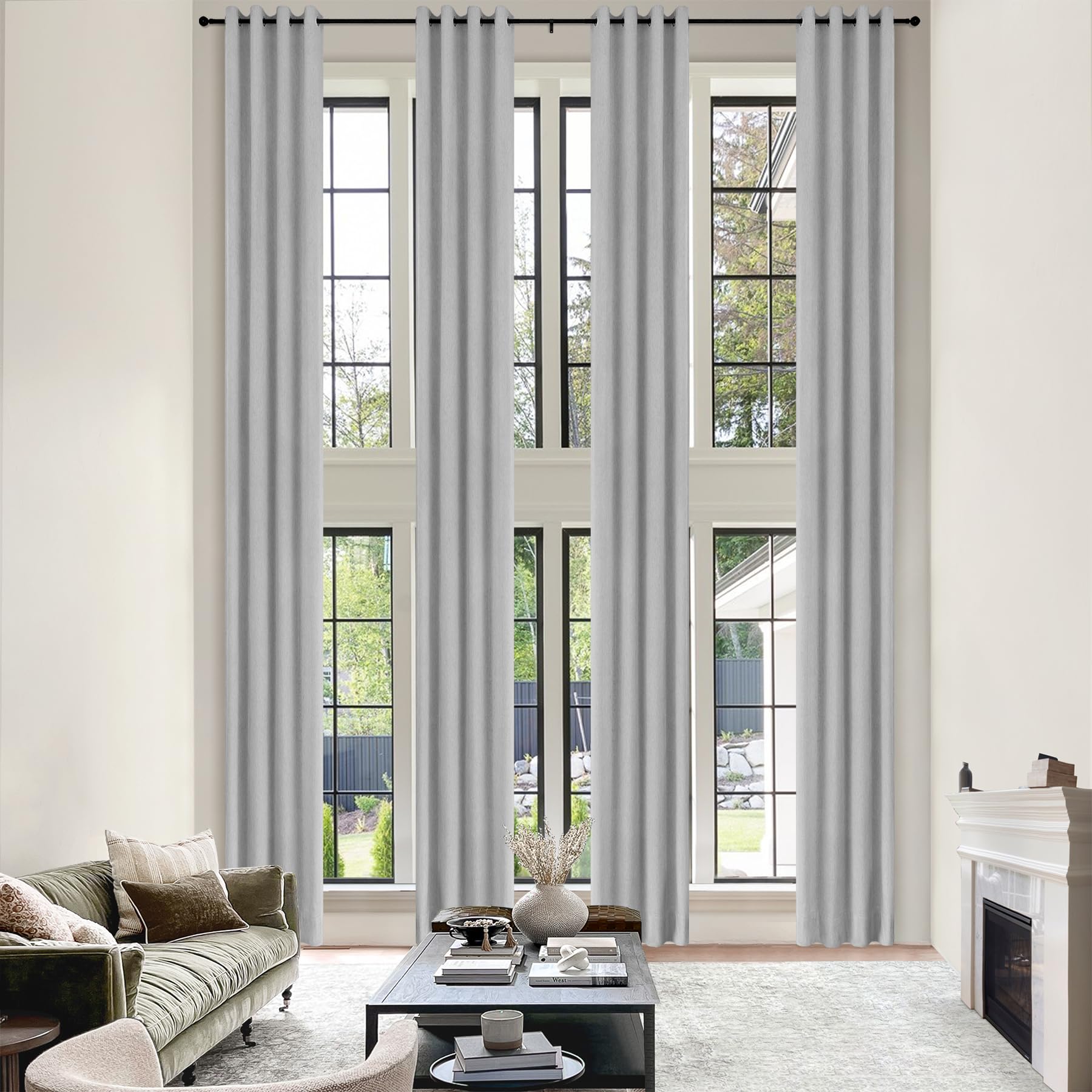 Frelement Full Light Blocking Curtains 108 Inches Long Drapes for Bedroom Living Room Thermal Insulated Curtains Chenille Curtain Drapes Grommet Top Curtains, 50" W x 108" L, 1 Panel, Apricot Grey