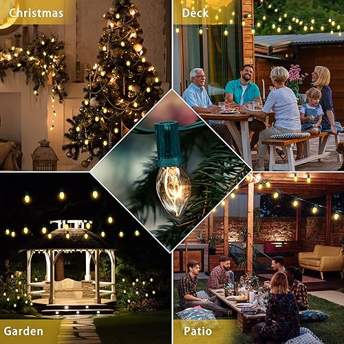Miniatura 5 de Tira de luces C9 transparentes de Navidad, luces de Navidad para exteriores de 50 pies para patio, techo, interiores, tira de luces vintage C9 con