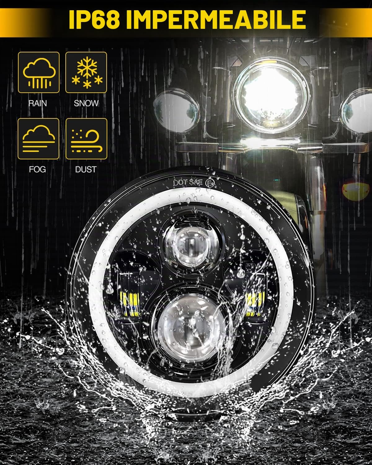 CO LIGHT Faro LED per moto da 7 pollici compatibile con Davidson Electra Glide Street Glide Fat Boy Road King Heritage Softail Switchback faro