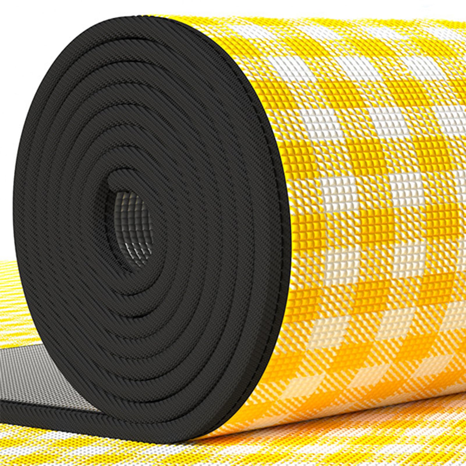 Esterilla de Picnic Impermeable con Estampado de cuadrículas Amarillas, Manta Gruesa para Acampar al Aire, Esterilla Plegable e aislada para picnics y acampadas en la Playa,