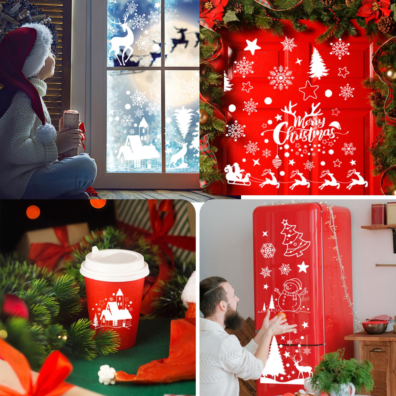 Weihnachts Fensterbilder 9 Blätter - Selbstklebend & Wiederverwendbar