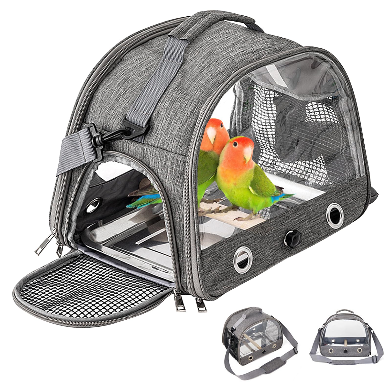 Jaula de Viaje para Pájaros con Percha y Bandeja, 33 * 24 * 26CM Bolsa Transportadora para Pájaros, Bolsa de Viaje para Loros