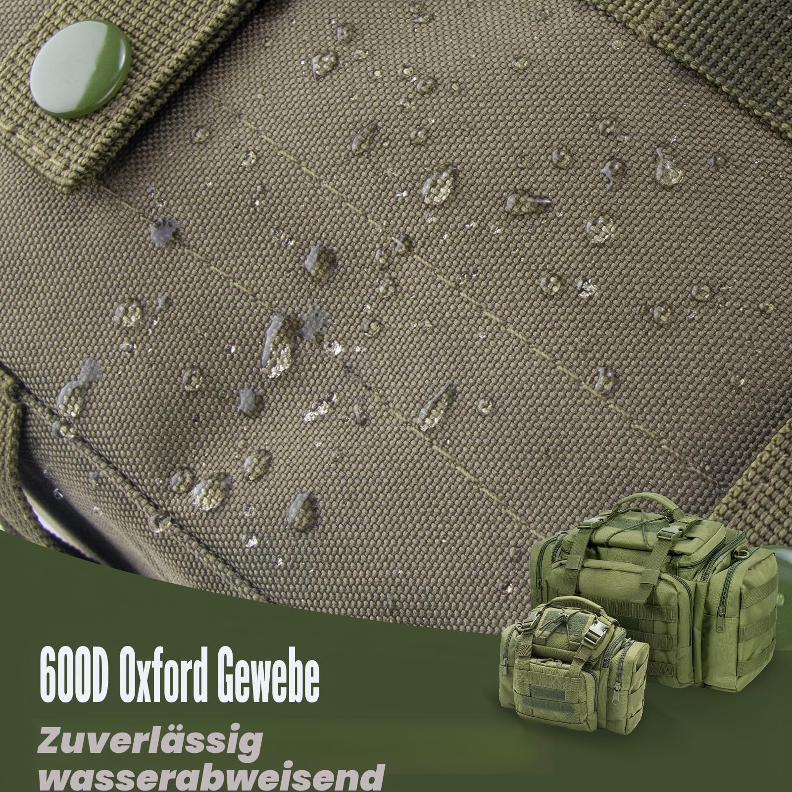 Dr.Fish Angeltasche zur Aufbewahrung von Angelgeräten mit Mehreren Taschen und Schulterbund, große Handtasche, wasserabweisend zum Angeln, Wandern, Jagen, Camping, Reisen, Armeegrün