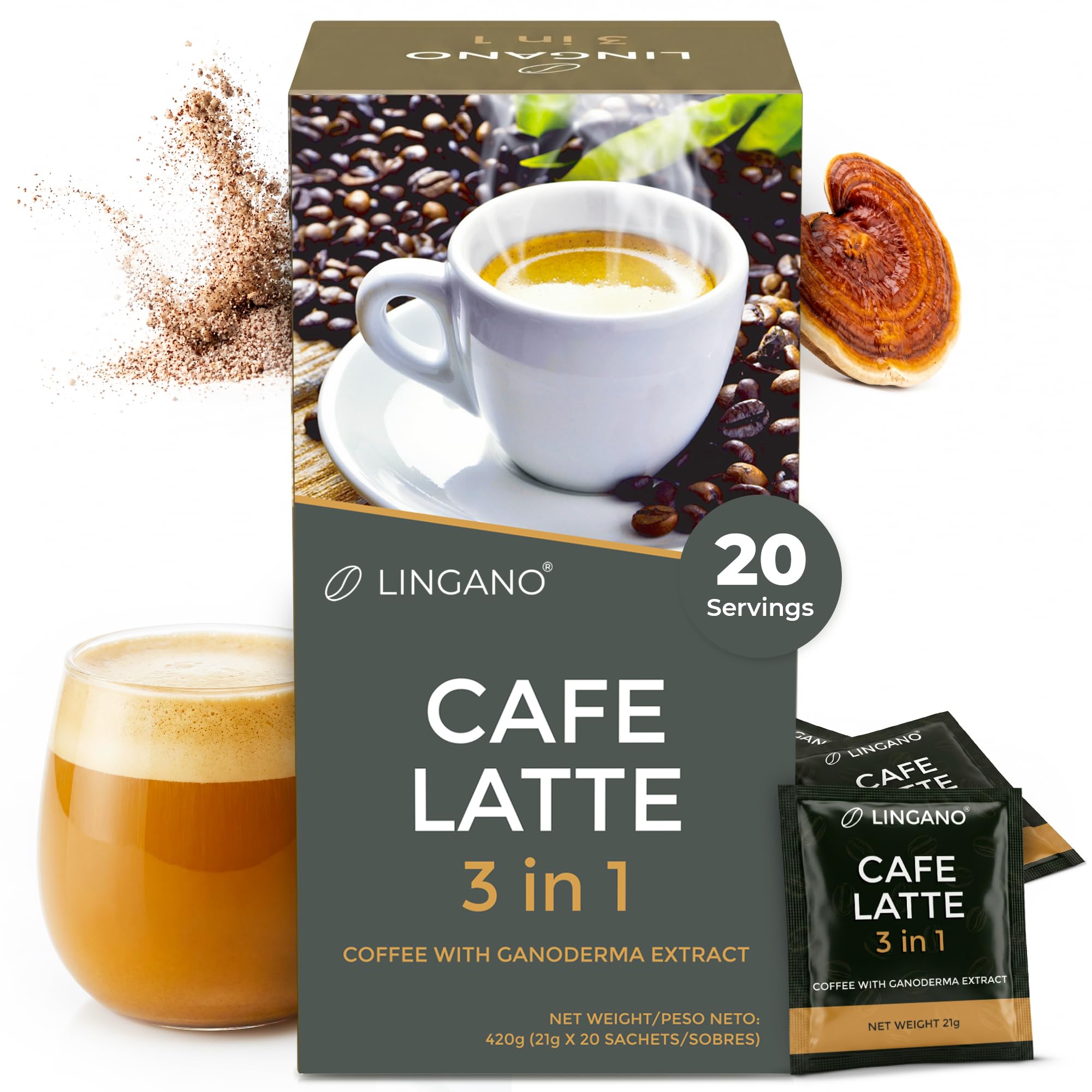 Amazon.com : Lingano Ganoderma Cafe Latte 3 in 1 Instant Reishi