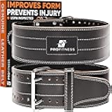 ProFitness Weight Lifting Belt (5mm Thick) - Leather Weight Belt for Men & Women - Back Support Squat Belt - Gym Belt for Weightlifting, Powerlifting & Deadlifts | Adjustable Weightlifting Belt