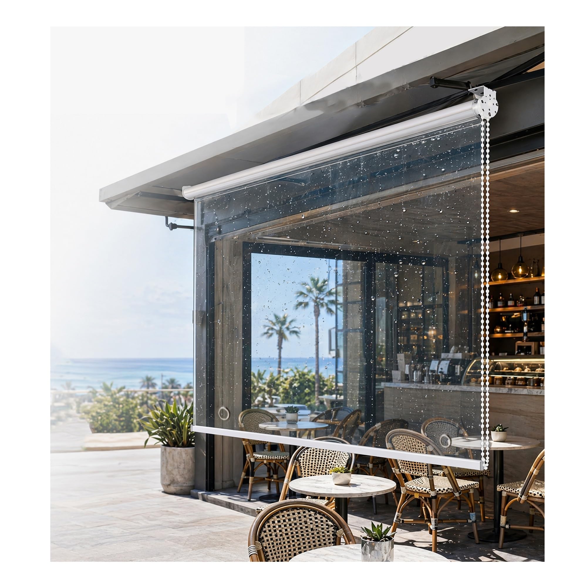 Clear Windproof Roller Shade for Balcony， Patio Transparent PVC Blind & Grommet， Custom Size，Draft Stopper Waterproof Thermal Insulated Soft Vinyl Partition for Outdoor(W120*H200cm/W47.24*H78.74in)