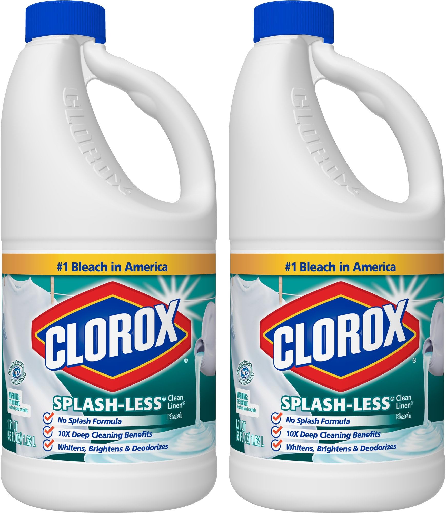 Clorox SplashLess Bleach, Clean Linen Scent, 55 Ounces