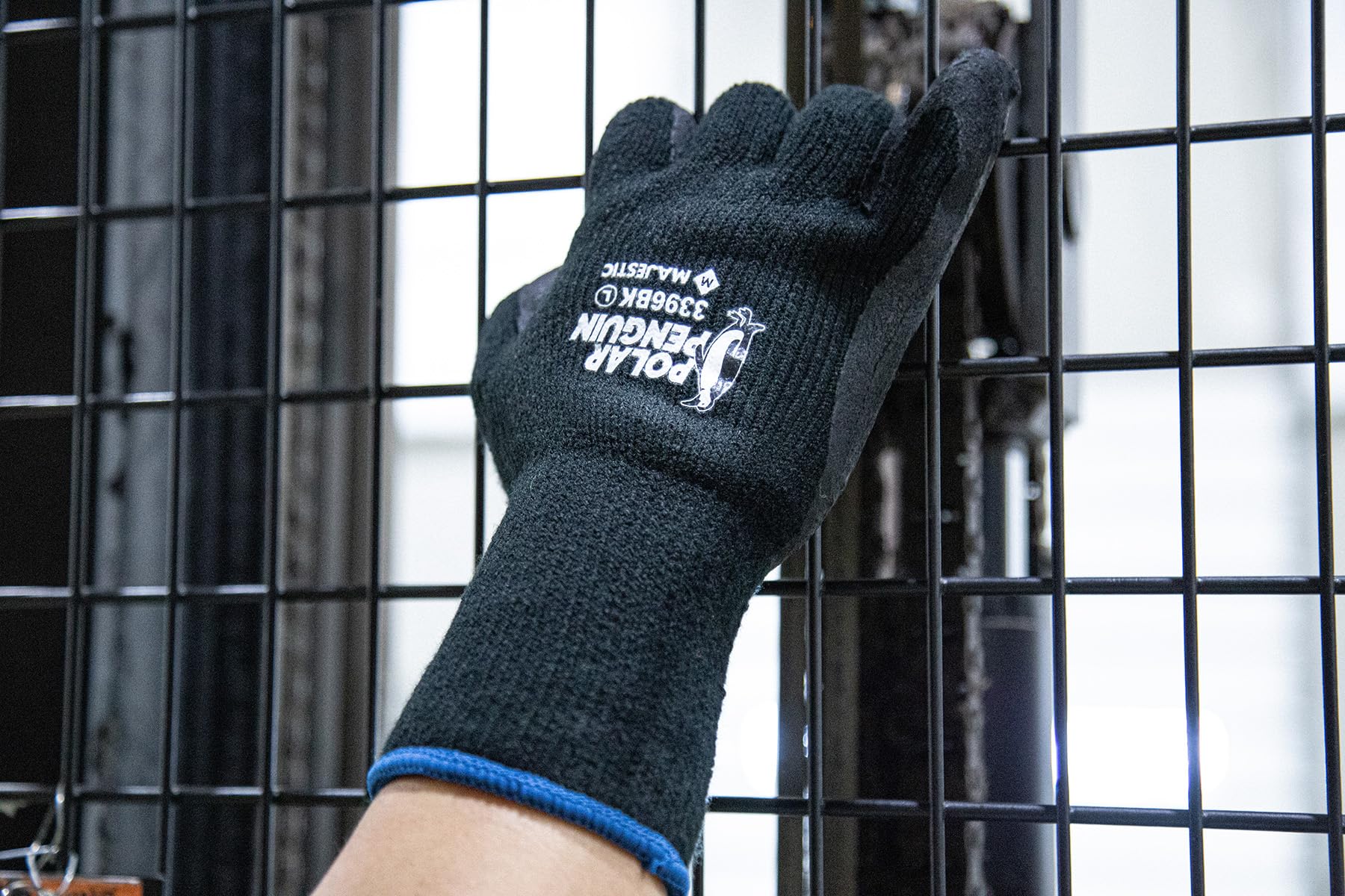 Majestic Polar Penguin - Guante de rizo forrado de invierno con palma sumergida de látex de espuma, 1 docena, MED | ANSI A2, guantes pesados, color negro, para automoción, industria y fabricación |