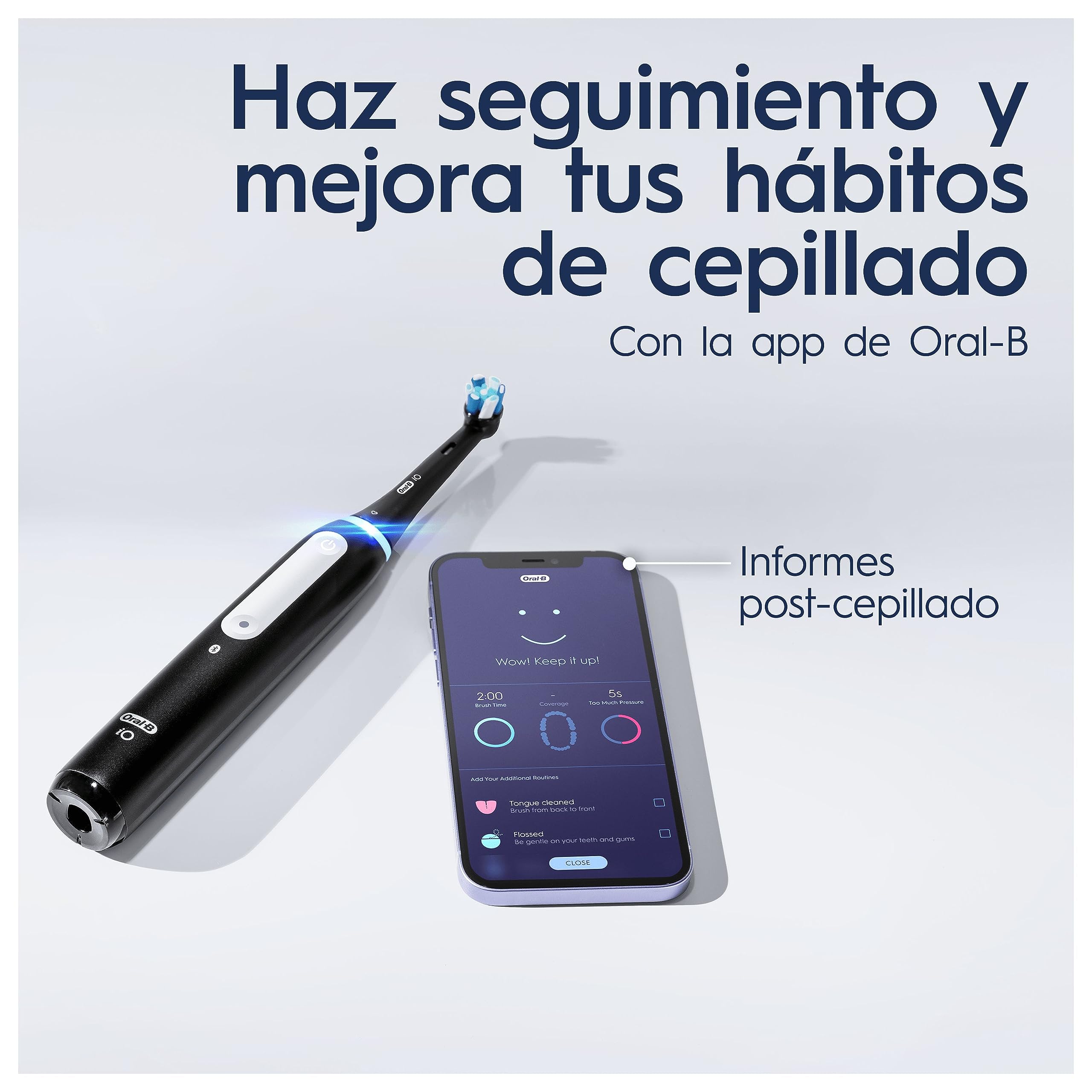 Oral-B iO 4 Pack Doble, Cepillo de Dientes Eléctrico Blanco y Negro, con 2 Cabezales y 1 Estuche de Viaje, Diseñado por Braun