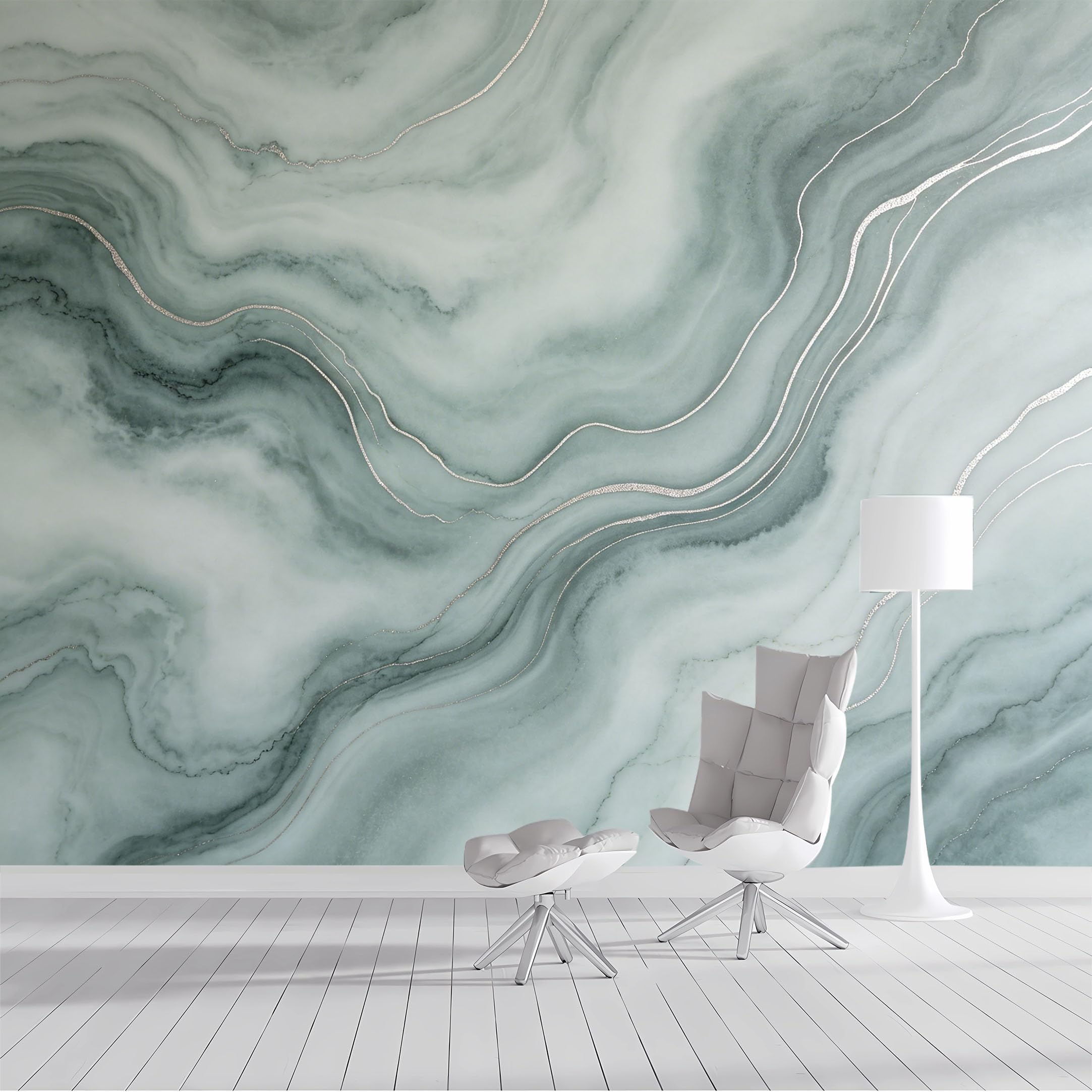 Custom Size Wall Mural Agate Stone Swirl Silver Line Abstract Geometric Textured Modern Minimalist SelfAdhesive Wall Fabric Removable Wallpaper for Living Room