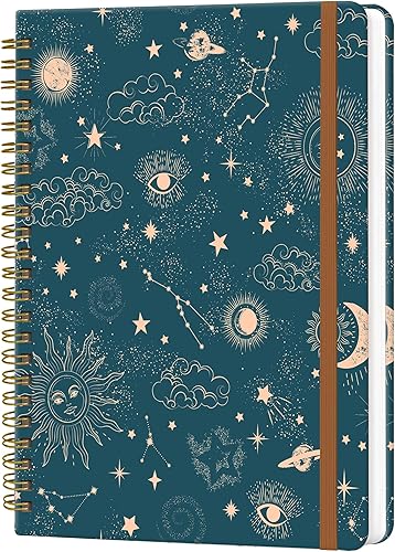 Cuaderno de espiral para mujer, cuaderno de tapa dura A5 con rayas universitarias, 120 páginas, papel grueso, bonito diario rayado para la escuela,