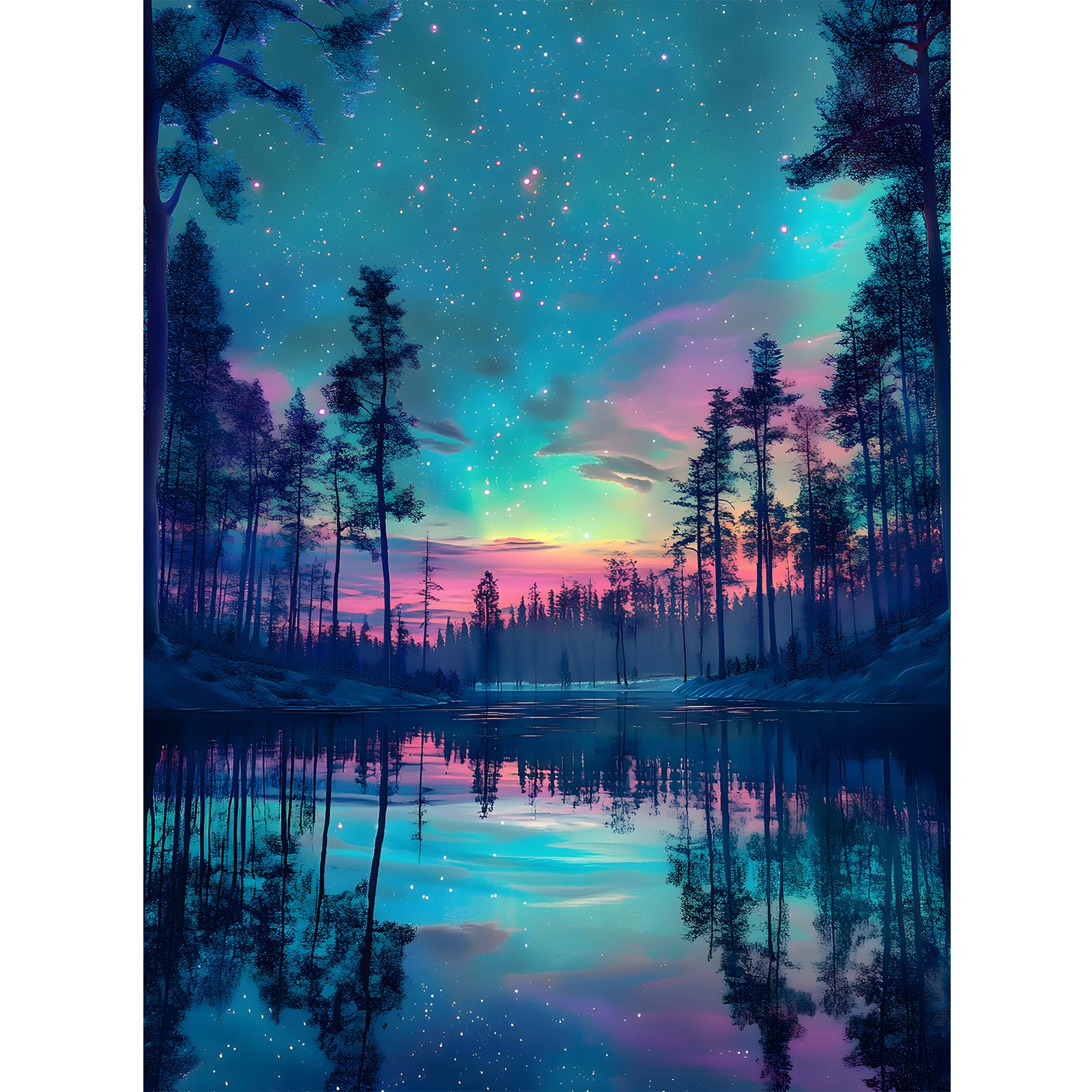 Puzzles for Adults 500 Pieces, Northern Lights Jigsaw Puzzles - Aurora's Mirror, Impossible Landscape Puzzle for Seniors Families,20.47x14.96 inches,