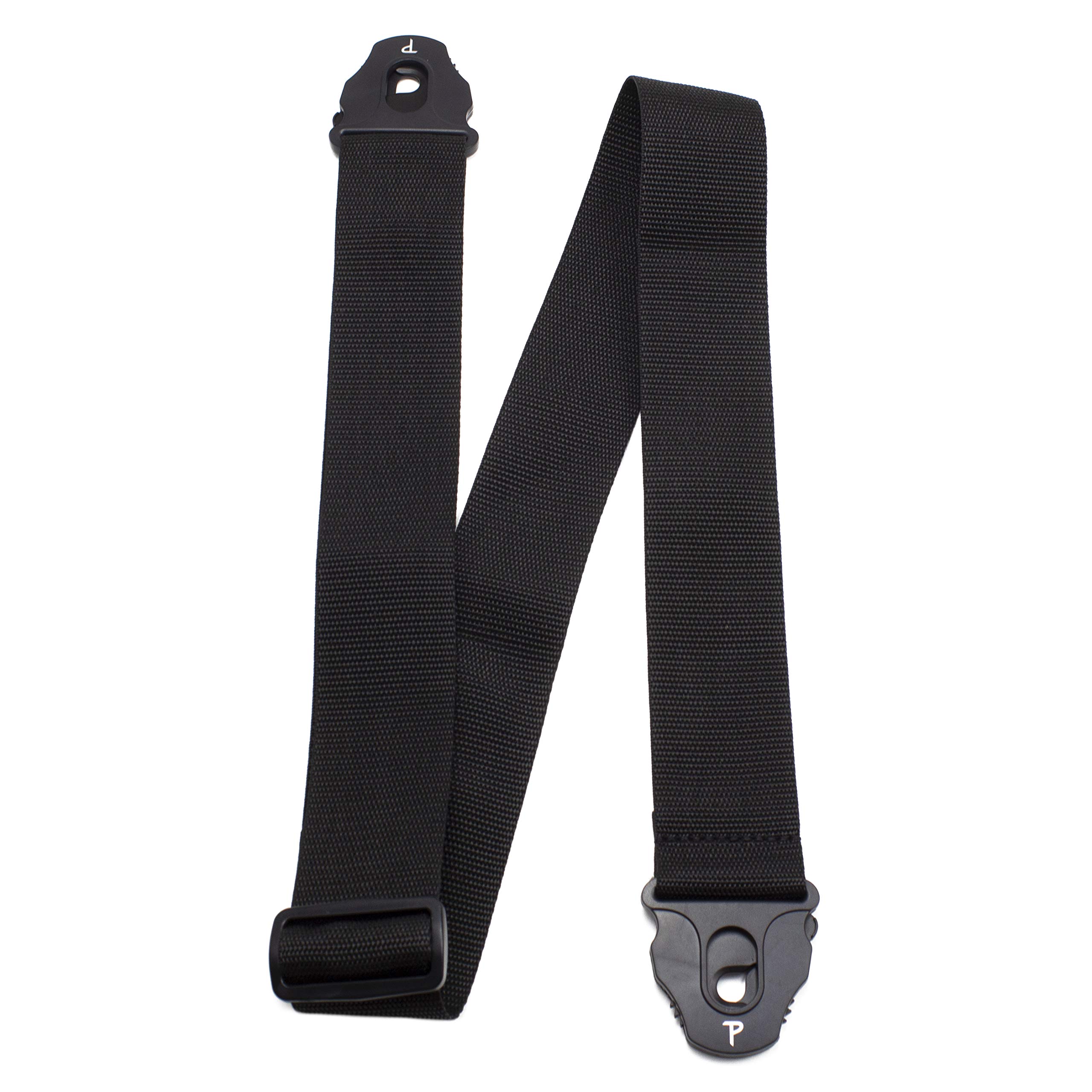 Perri's Leathers Ltd. - Nylon Guitar Strap with Lock Ends - Adjustable Guitar Strap from 39" to 58" for Electric, Acoustic, Bass Guitar - Black (NWSPL-7157)