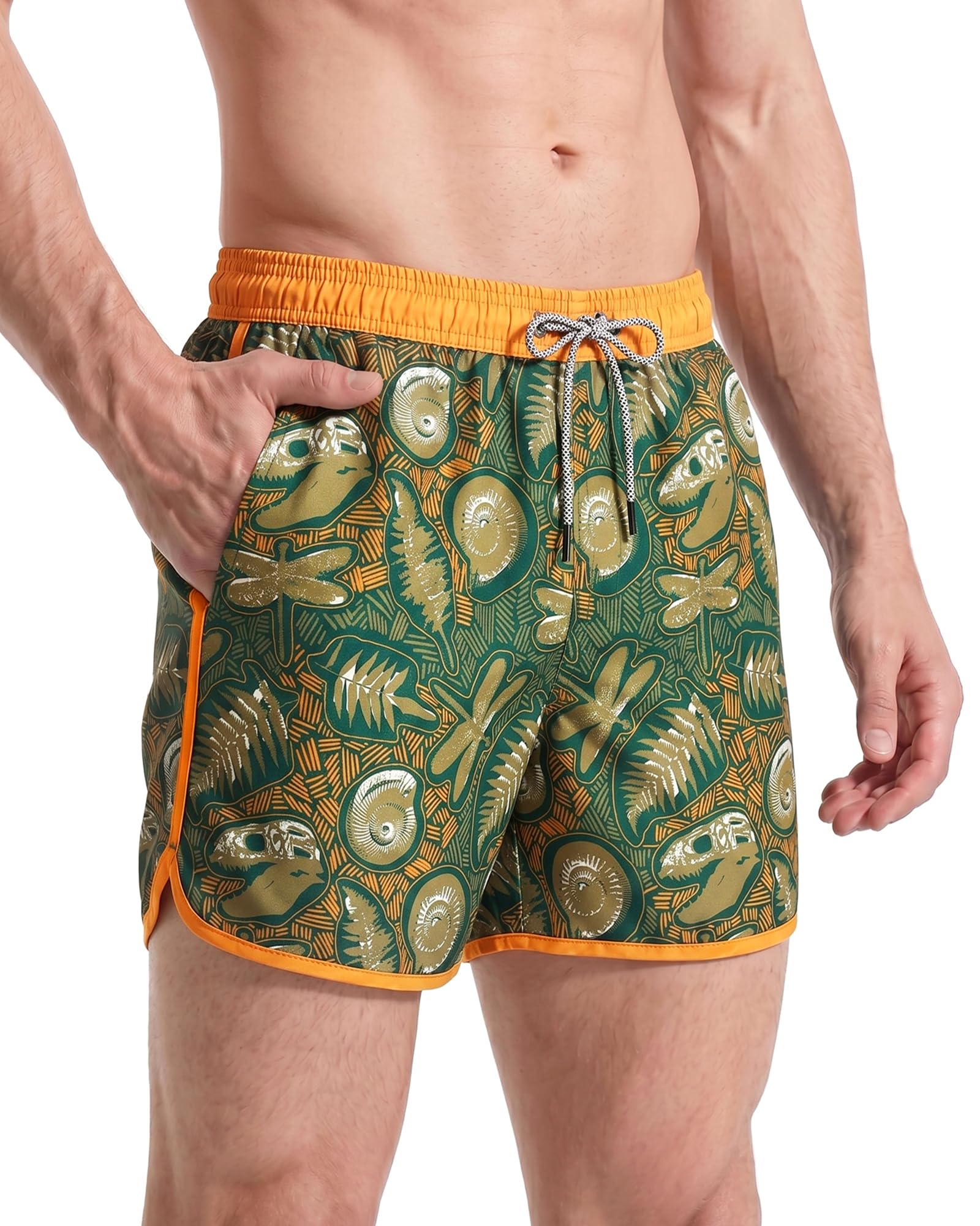 maamgic Herren Badeshorts Vintage Retro Boardshorts Schnelltrocknend Kurz Badehose Schwimmhose mit Mesh-Futter und Verstellbarem Tunnelzug