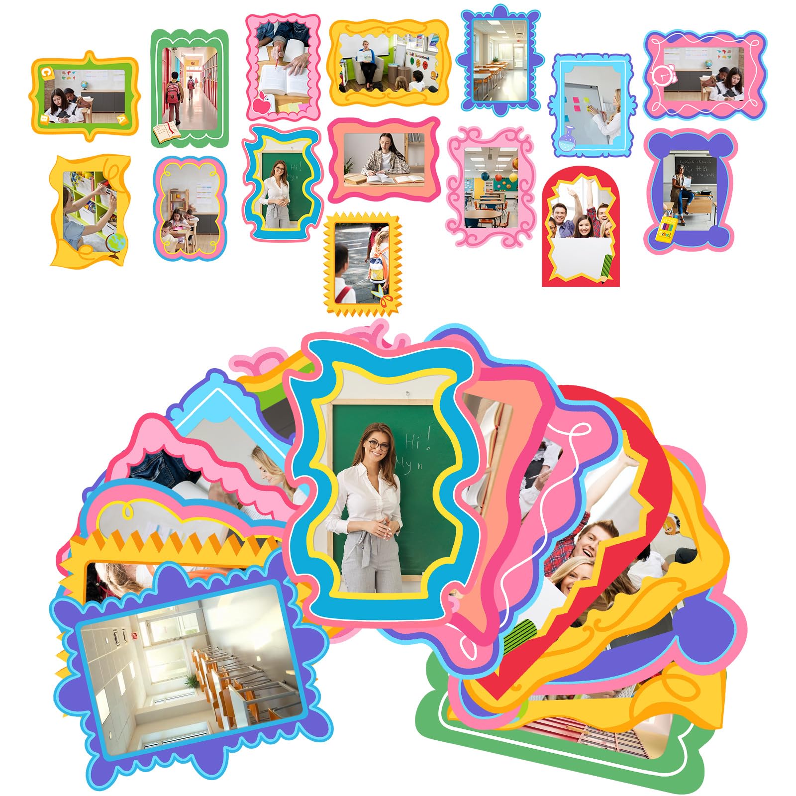 Lingvee 15 Pcs Back to School Magnetic Photo Frames for Teachers and Students 5 x 7 Inch Refrigerator Magnet Picture Frame Classroom Decoration Magnet for Teacher Whiteboard Students School Supplies