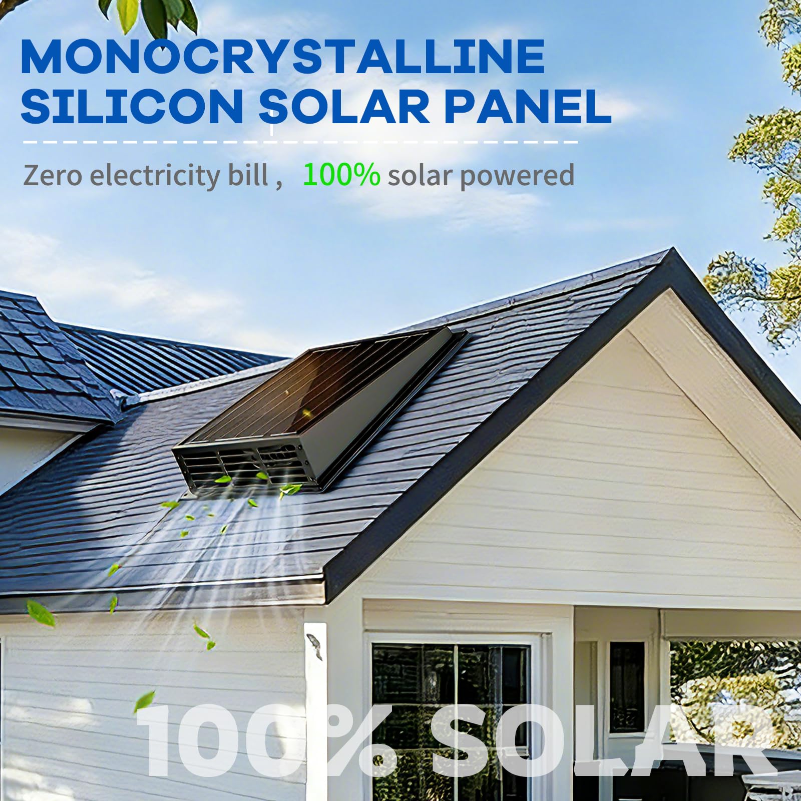430CFM Solar Exhaust Fan, 2500 RPM High Speed Ventilator, IP67 Waterproof, No Wiring Required, Easy Install Solar Powered Fan for Shed, Attic, Barn, Container, Dog House, Chicken Coop, Greenhouse, RV - 3