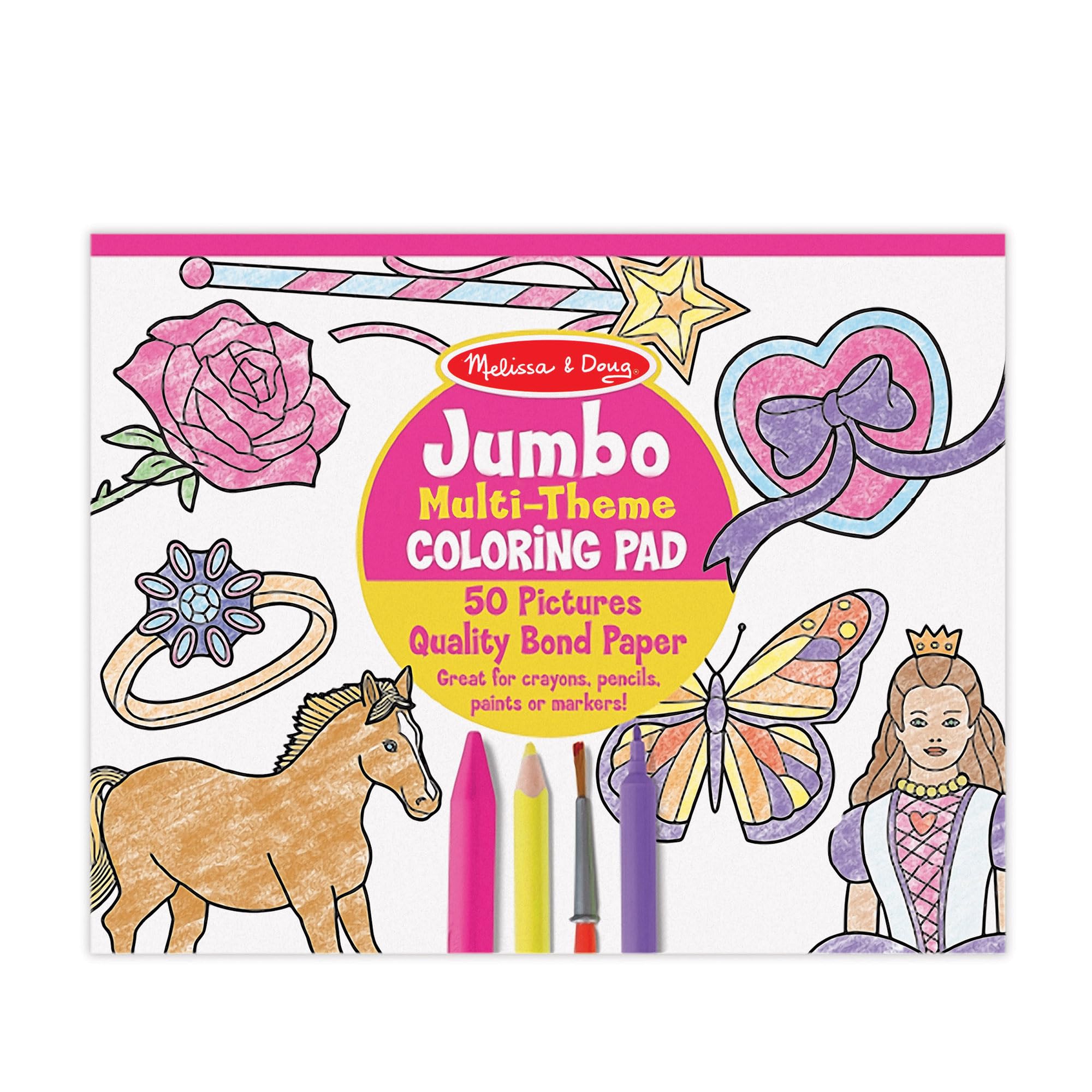 Melissa & Doug Jumbo Colouring Pad - Pink | Activity Pad | Coloring Pads | 3+ | Gift for Boy or Girl